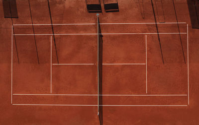 Drone view of empty tennis court