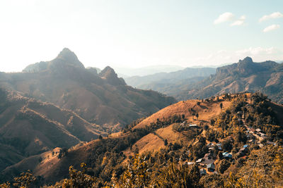 Scenic view of mountains against sky