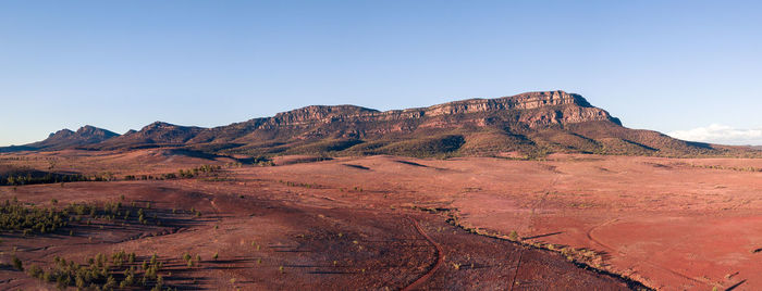 Scenic view of desert against clear sky