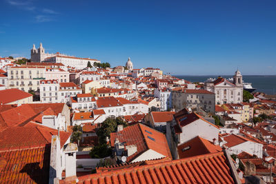 Panorama view - santa luzia viewpoint, with view to alfama old town - lisbon, portugal