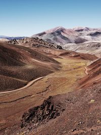 Scenic view of desert against clear sky