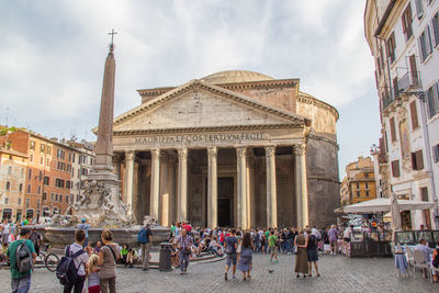 Low angle view of obelisk and pantheon at piazza san giovanni against sky