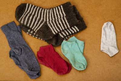 High angle view of shoes on floor