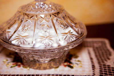 Close-up of ice cream on table