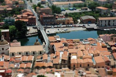 High angle view of townscape