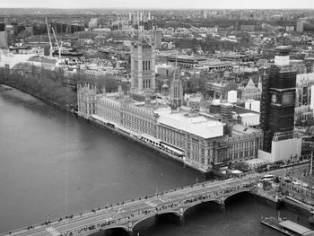 High angle view of bridge over river in city