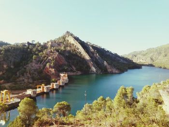 Scenic view of lake and mountains