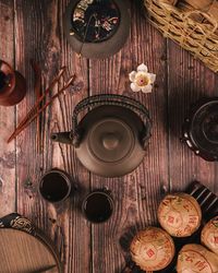 High angle view of coffee beans on table