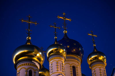 Low angle view of church against sky at night