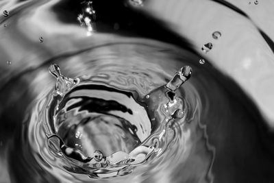 Close-up of drop splashing in water
