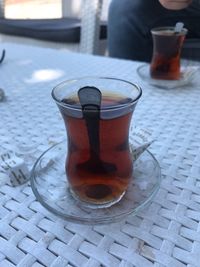 Close-up of tea served on table