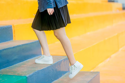 Low section of girl on steps
