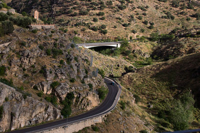 High angle view of mountain road