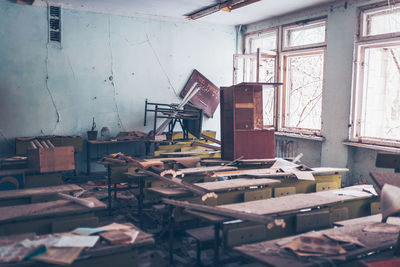 Interior of old abandoned built structure