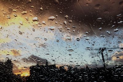 Close-up of water drops on glass window