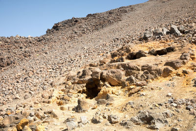 Scenic view of desert against clear sky