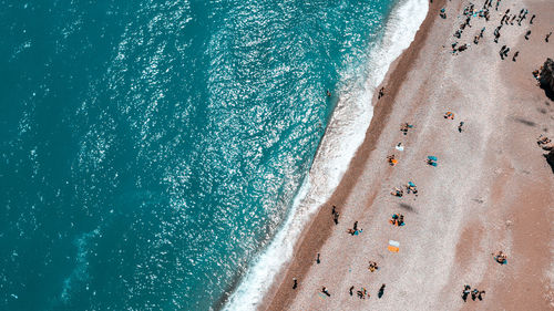 High angle view of people on beach