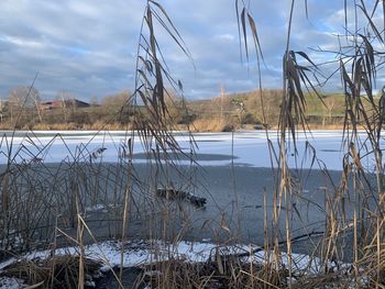 Scenic view of lake against sky