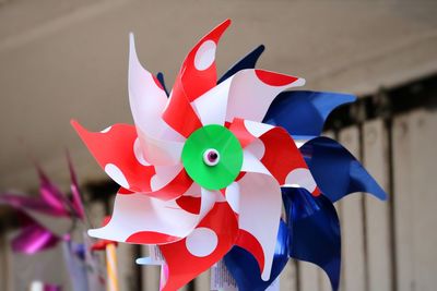 Close-up of colorful pinwheel toys