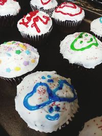 High angle view of cupcakes