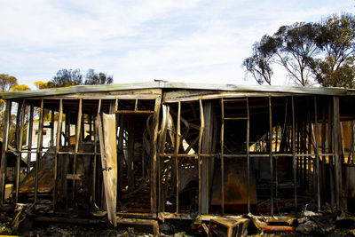 View of abandoned built structure against sky