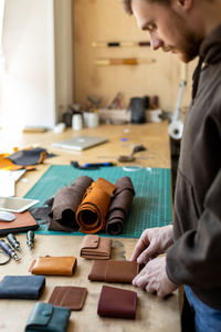 Man working at table