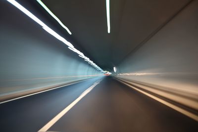 Blurred motion of illuminated tunnel