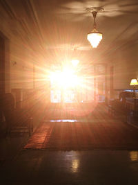 Sunlight streaming through illuminated window