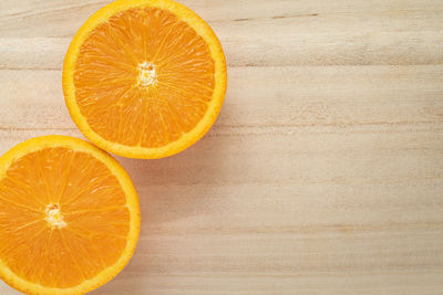 Directly above shot of orange slices on table