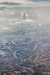 Aerial view of cityscape against sky