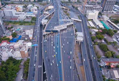 High angle view of elevated road in city