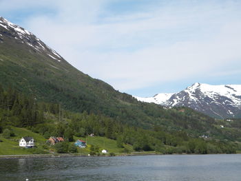 Scenic view of lake and mountains