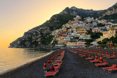 Panoramic view of sea against clear sky