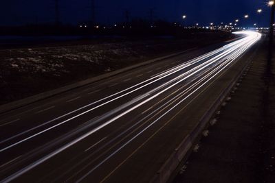 Railroad track at night