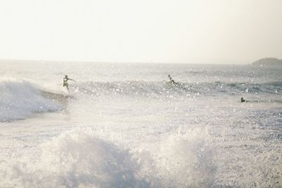 Scenic view of sea against clear sky