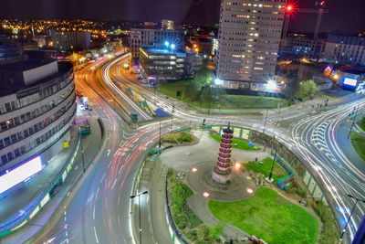 High angle view of traffic on city street