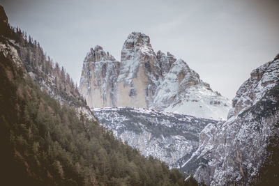 Panoramic view of snowcapped mountains against sky