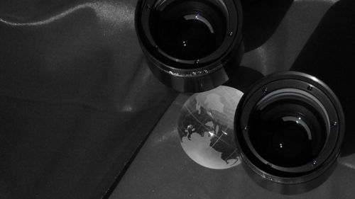 High angle view of drink on table