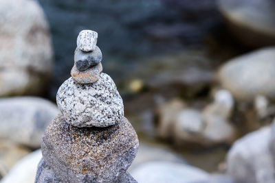 Close-up of statue of stack of stones