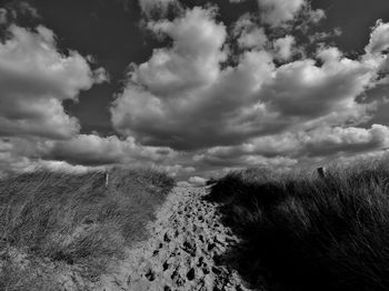 Scenic view of landscape against cloudy sky