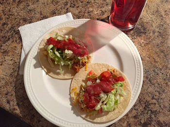 Close-up of food served in plate