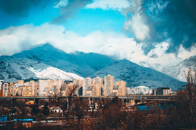 Buildings in city against sky