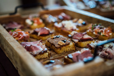 Close-up of meat on tray