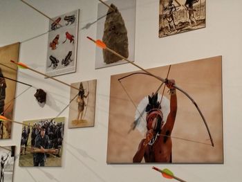 Close-up of clothes hanging on museum