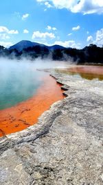 Steam emitting from champagne pool