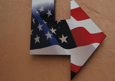 Close-up of flag on wall