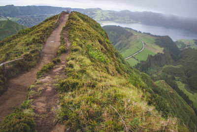 Scenic view of landscape against mountains