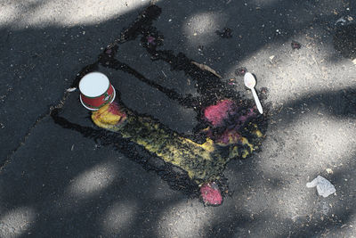 High angle view of wet street