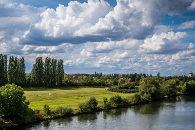 Scenic view of lake against sky