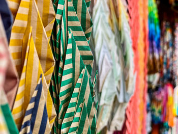 Full frame shot of multi colored papers for sale in market